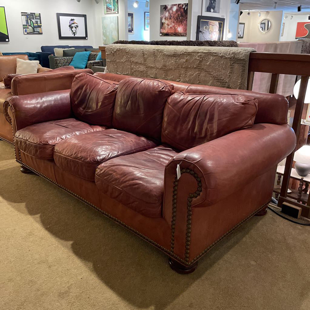 Hancock & Moore Red Leather Studded Sofa