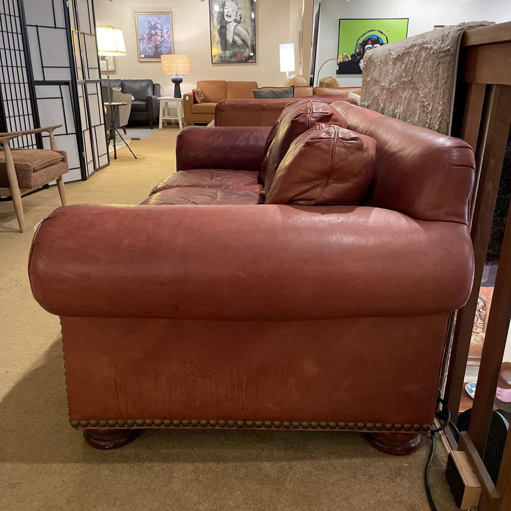 Hancock & Moore Red Leather Studded Sofa