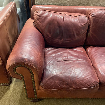 Hancock & Moore Red Leather Studded Sofa