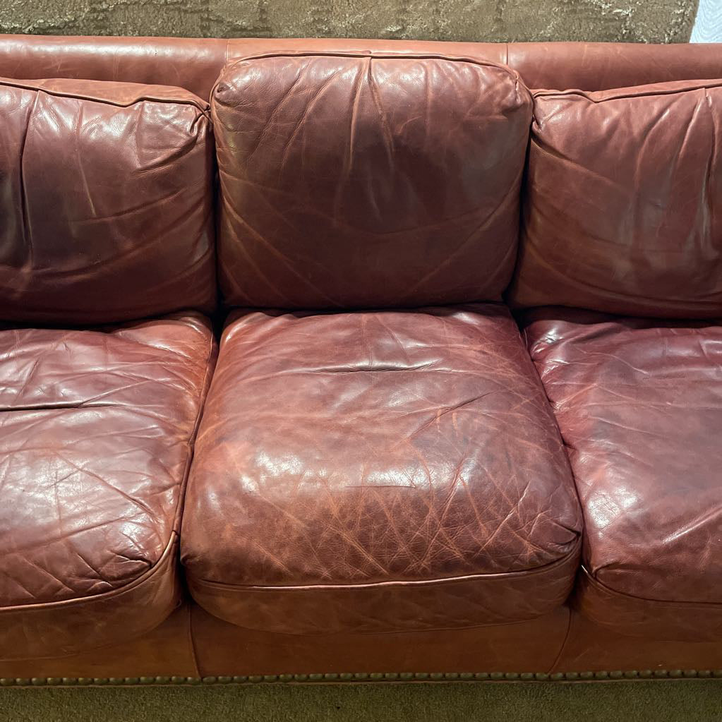 Hancock & Moore Red Leather Studded Sofa