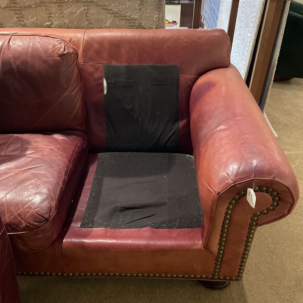 Hancock & Moore Red Leather Studded Sofa