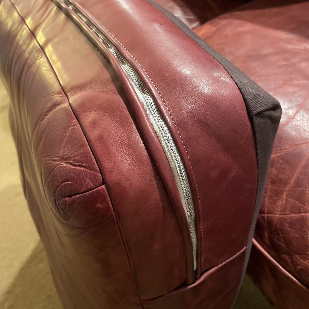 Hancock & Moore Red Leather Studded Sofa