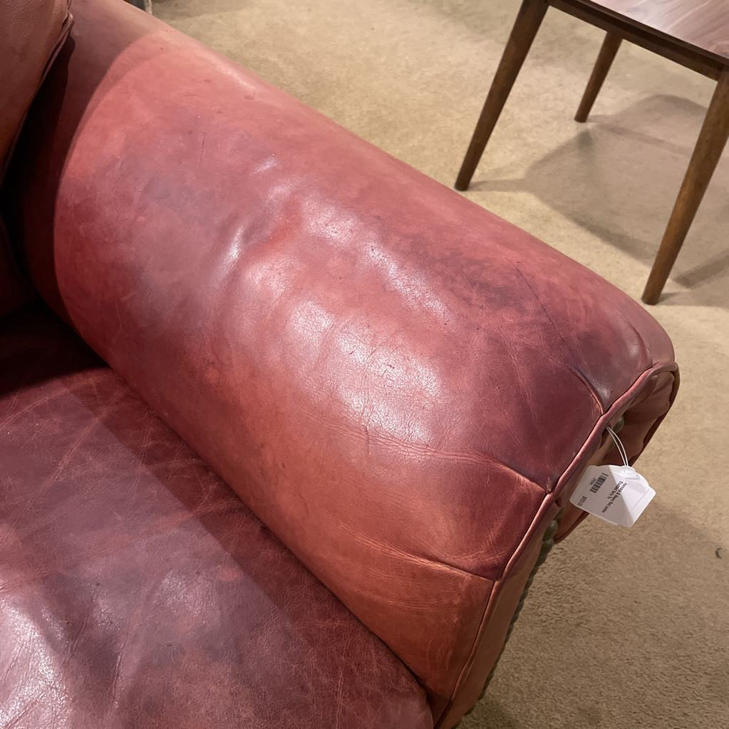Hancock & Moore Red Leather Studded Sofa