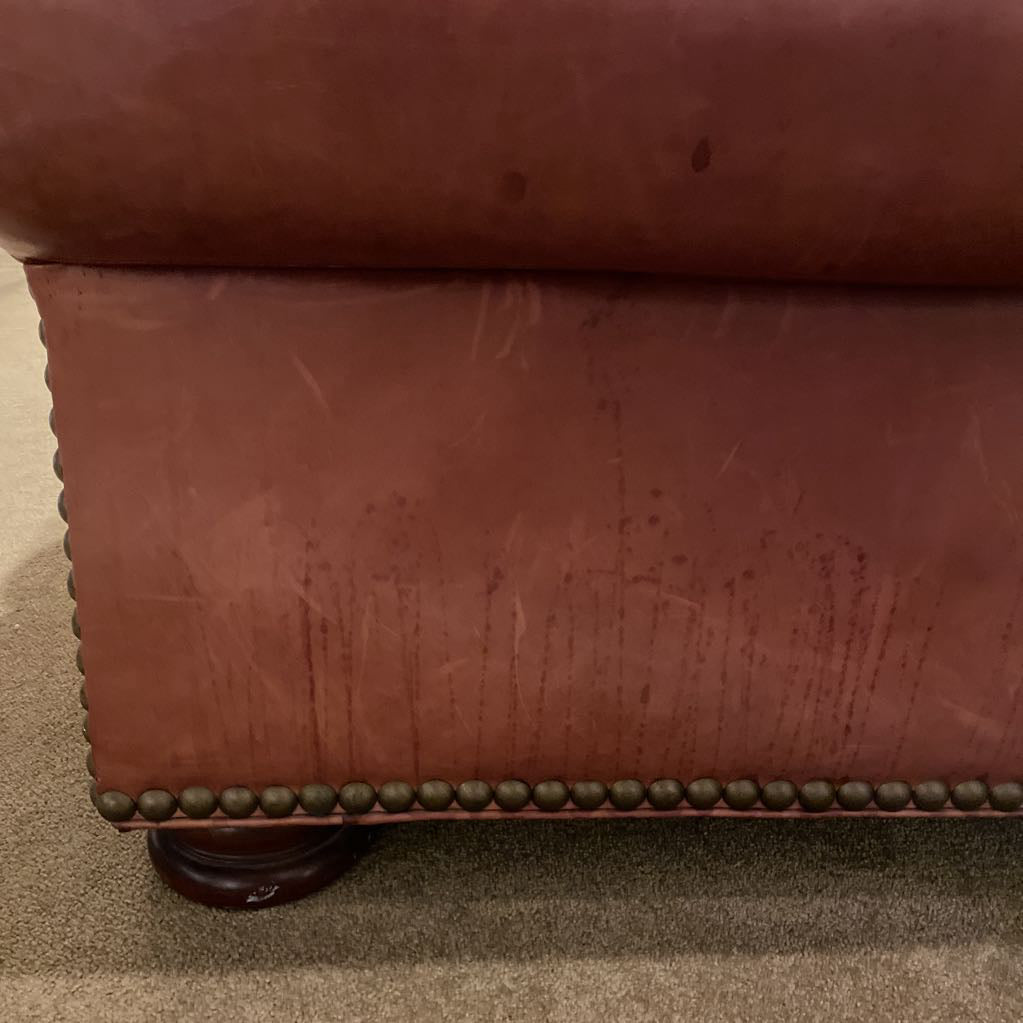 Hancock & Moore Red Leather Studded Sofa