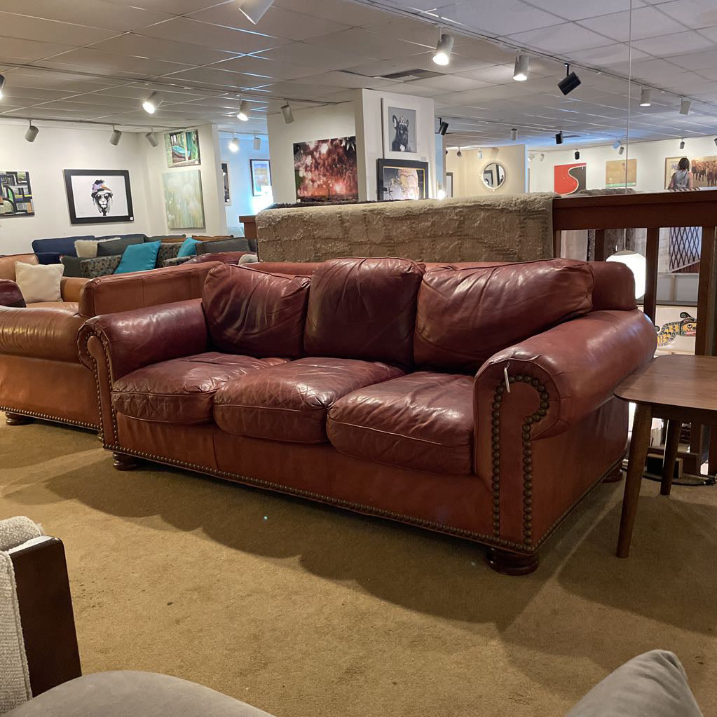 Hancock & Moore Red Leather Studded Sofa