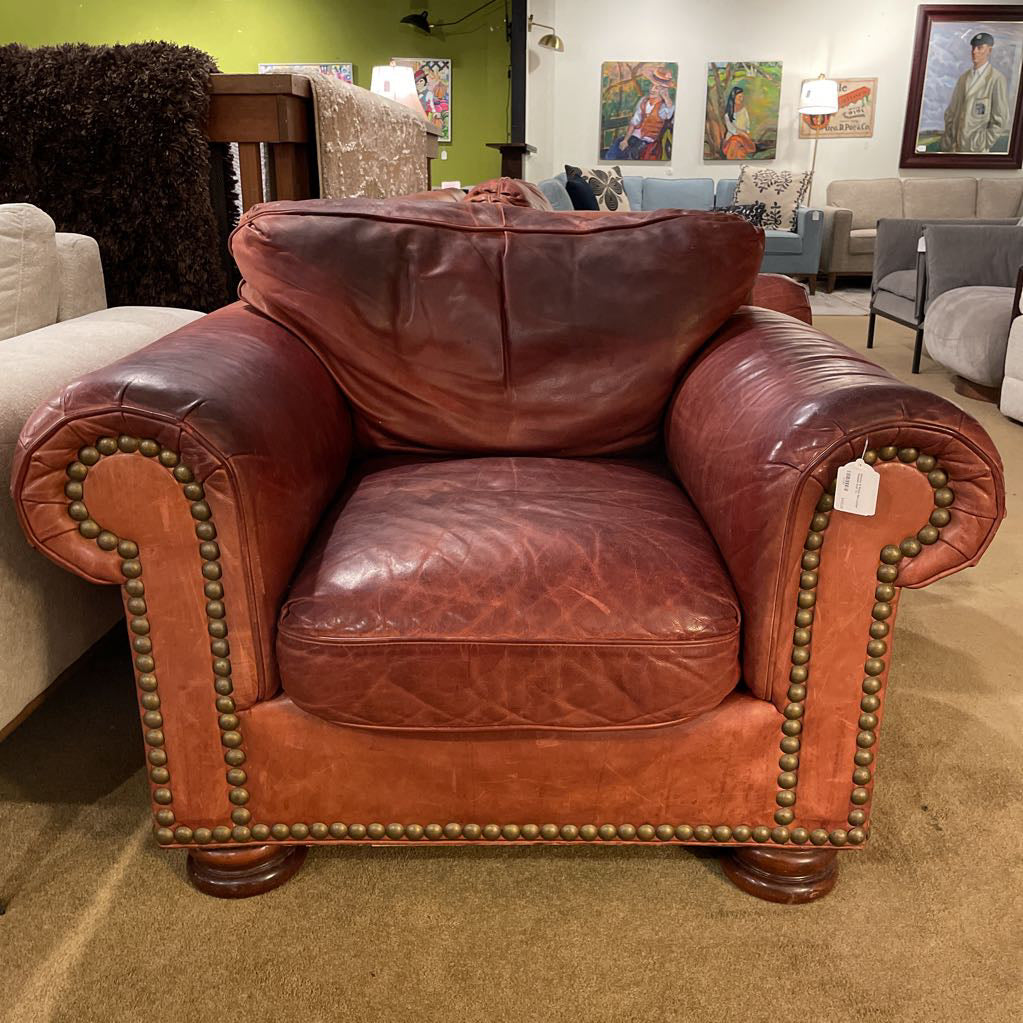 Hancock & Moore Red Leather Studded Chair
