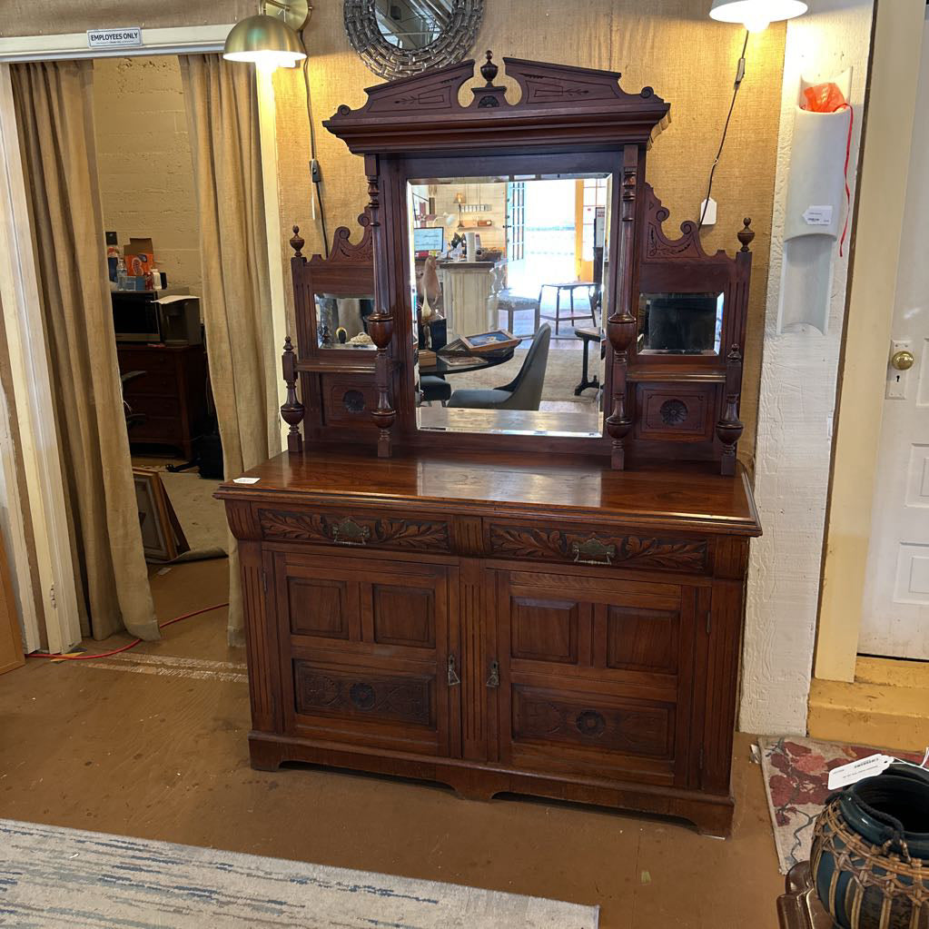 Large Victorian Buffet W/ Mirrored Etagere Top C VANITIES