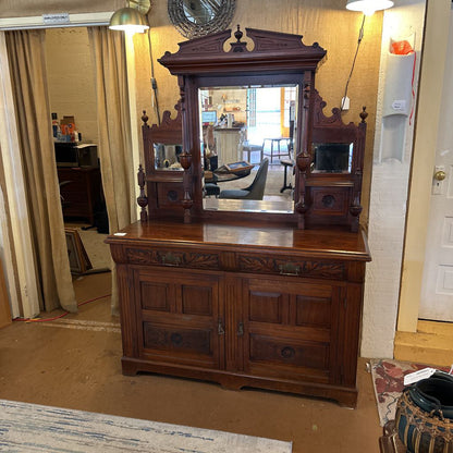 Large Victorian Buffet W/ Mirrored Etagere Top C VANITIES