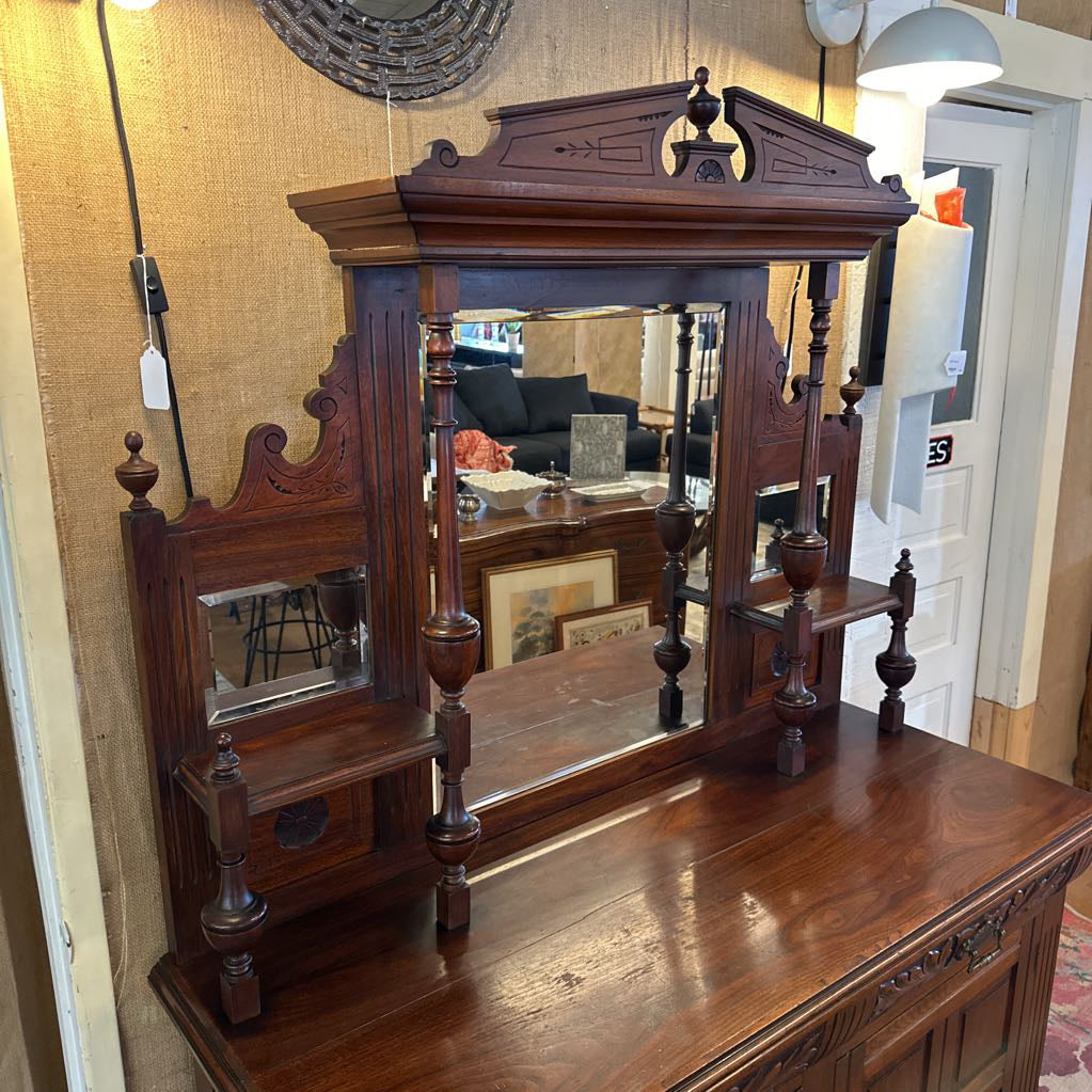 Large Victorian Buffet W/ Mirrored Etagere Top C VANITIES