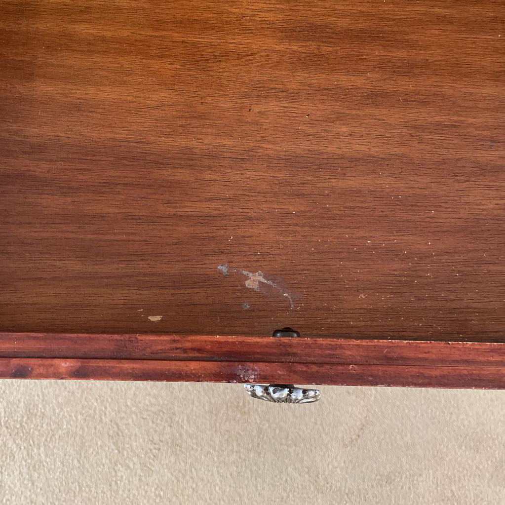 Black Marble Top 6 Drawer Lowboy w/ Woven Shelves + Silver Finish Winged Creature Legs