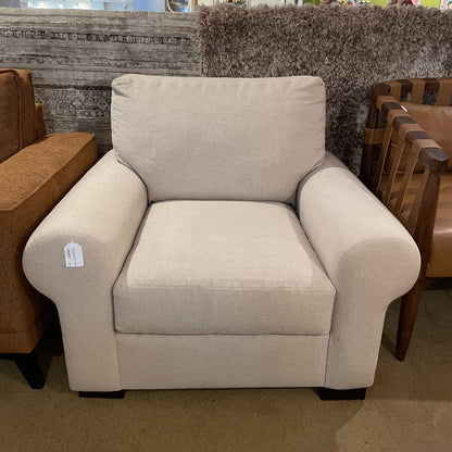 Pottery Barn Rolled Arm Beige Accent Chair