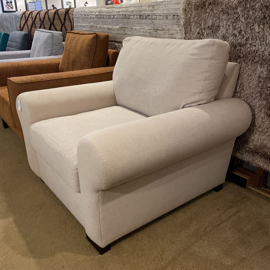 Pottery Barn Rolled Arm Beige Accent Chair