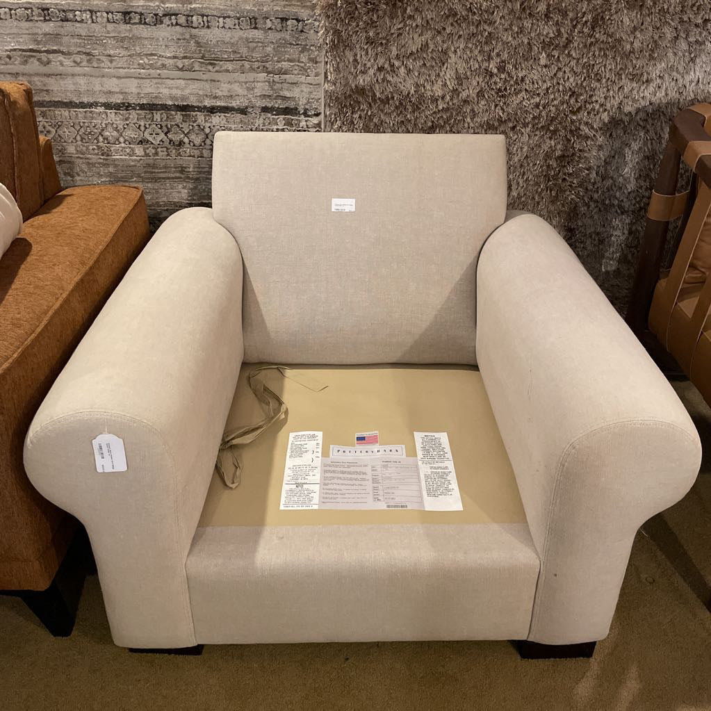 Pottery Barn Rolled Arm Beige Accent Chair