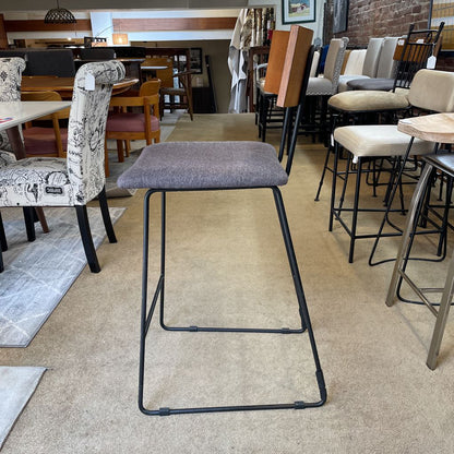 Grey Fabric Seat Wood Back Stool