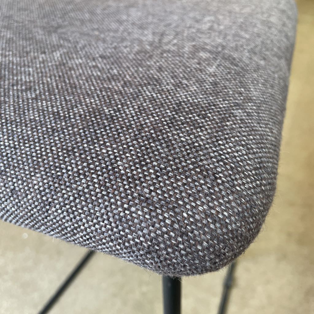 Grey Fabric Seat Wood Back Stool