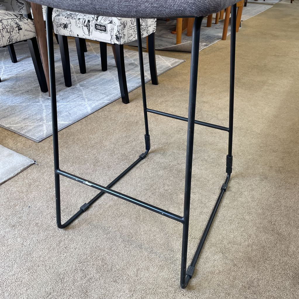 Grey Fabric Seat Wood Back Stool