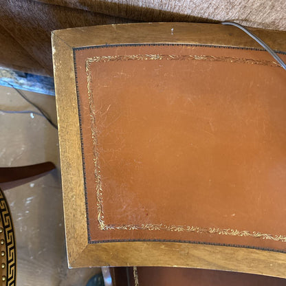 2 Drawer Leather Top Wedge Side Table