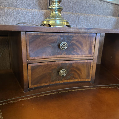 2 Drawer Leather Top Wedge Side Table
