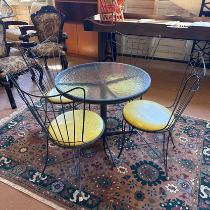 Glass Top Outdoor Dining Set W/ 4 Chairs