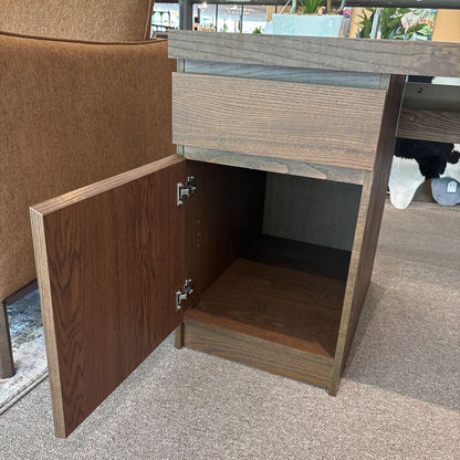 Modern Brown Wood Desk w/ Drawer & Door