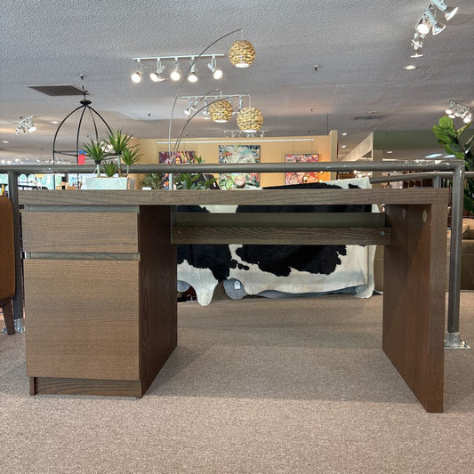 Modern Brown Wood Desk w/ Drawer & Door C DESKS