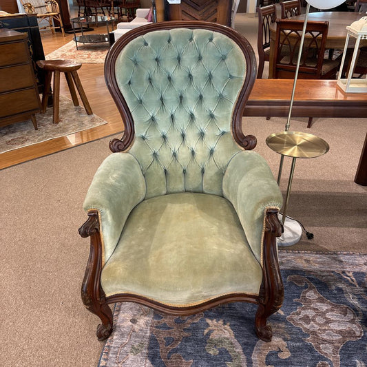 Vintage Victorian Mahogany Tufted Accent Chair (His) U ACCENT CHAIRS