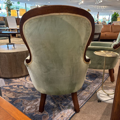 Vintage Victorian Mahogany Tufted Accent Chair (Hers)
