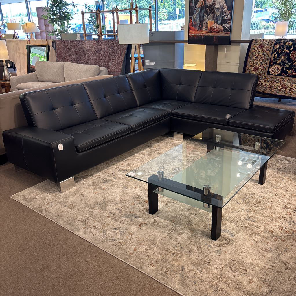 Dania Black Leather RAF sectional