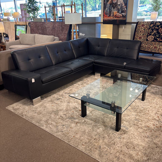 Dania Black Leather RAF sectional