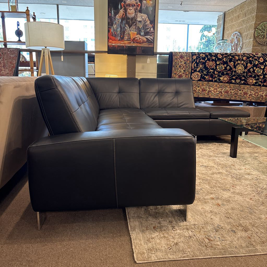Dania Black Leather RAF sectional