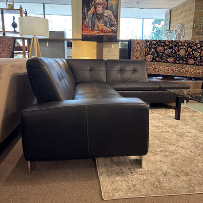 Dania Black Leather RAF sectional