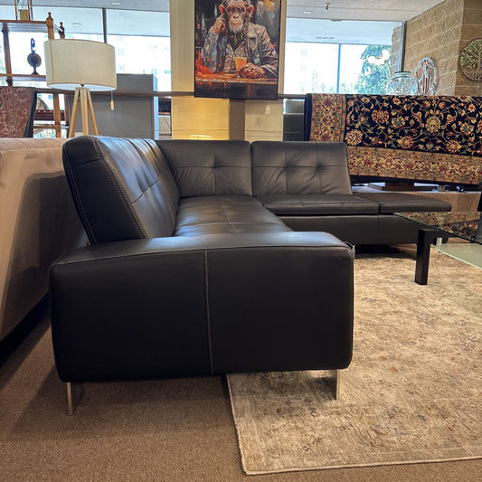 Dania Black Leather RAF sectional