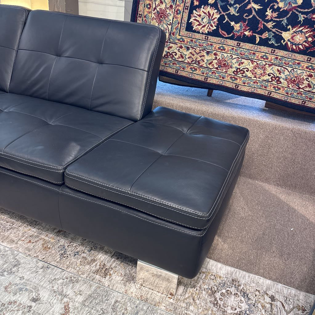 Dania Black Leather RAF sectional
