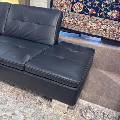 Dania Black Leather RAF sectional