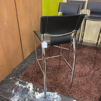 Chrome Dark Leatherette Barstool C STOOLS