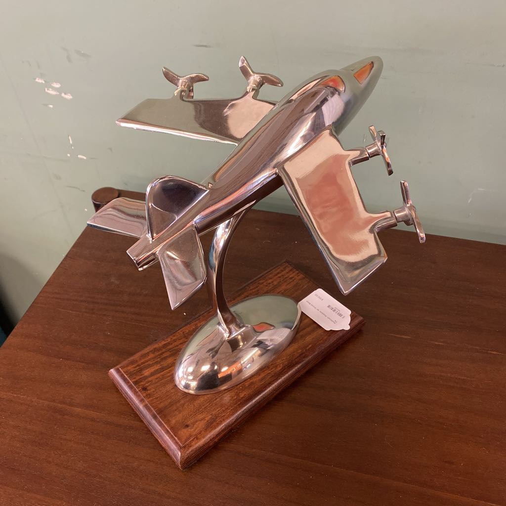 Aluminum Airplane on Wood Base SMALLS