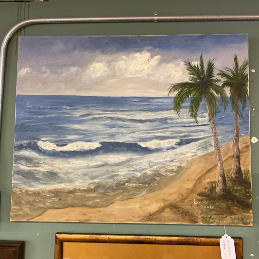 LOUIE GOULD Tropical Beach Retirement Scene Oil Painting ART