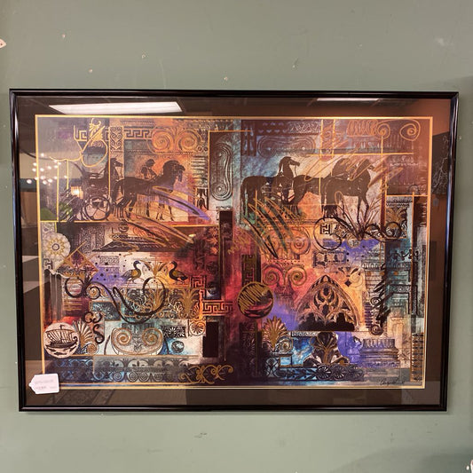 AUGUSTINE CHARIOTS AFIRE Signed Greek Themed Art