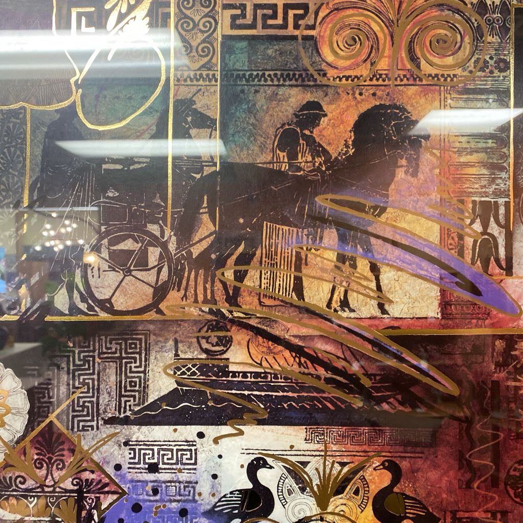 AUGUSTINE CHARIOTS AFIRE Signed Greek Themed Art ART