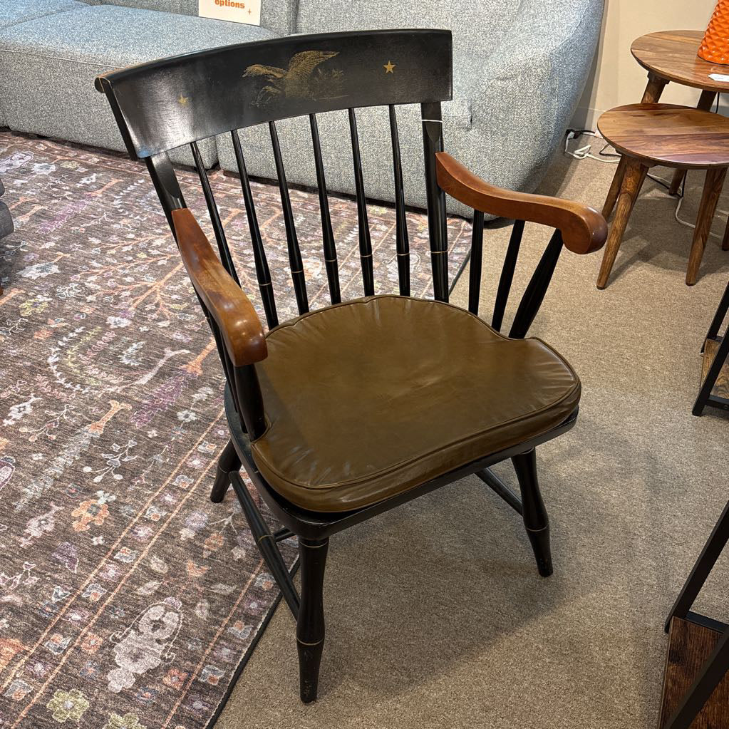 Wooden Chair with Leather Cushion with Bird Emblem