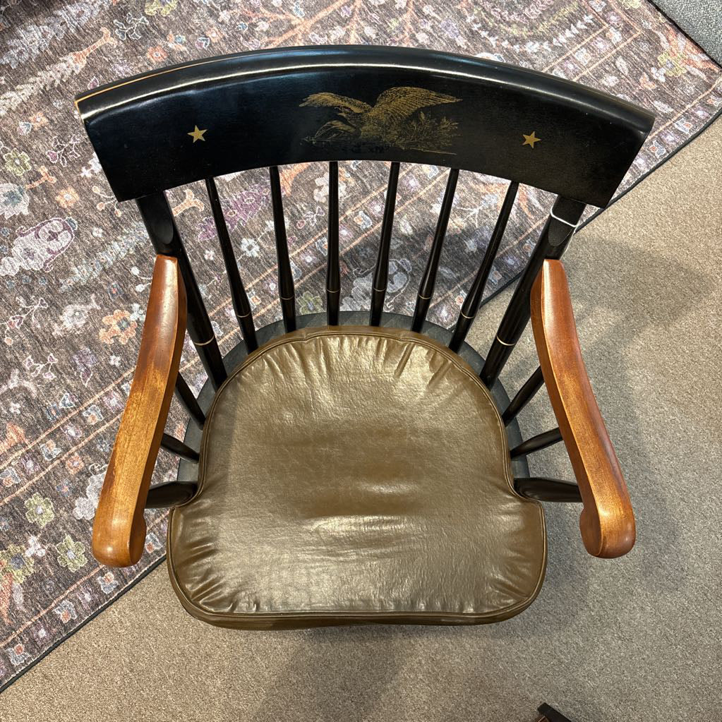 Wooden Chair with Leather Cushion with Bird Emblem
