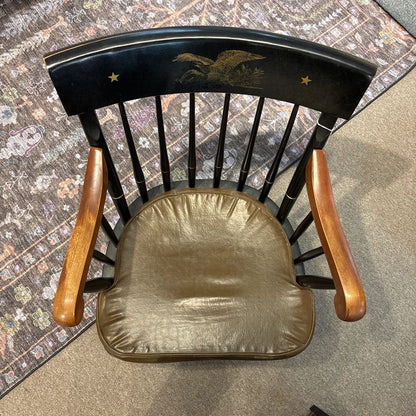 Wooden Chair with Leather Cushion with Bird Emblem