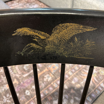 Wooden Chair with Leather Cushion with Bird Emblem