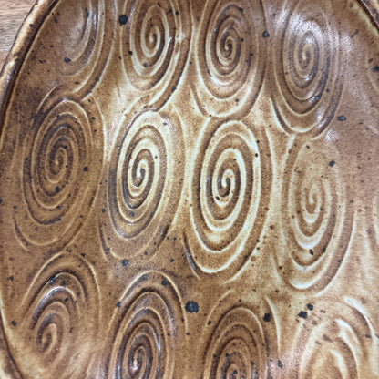 Spiral Pattern Wood Carved Catch All Tray