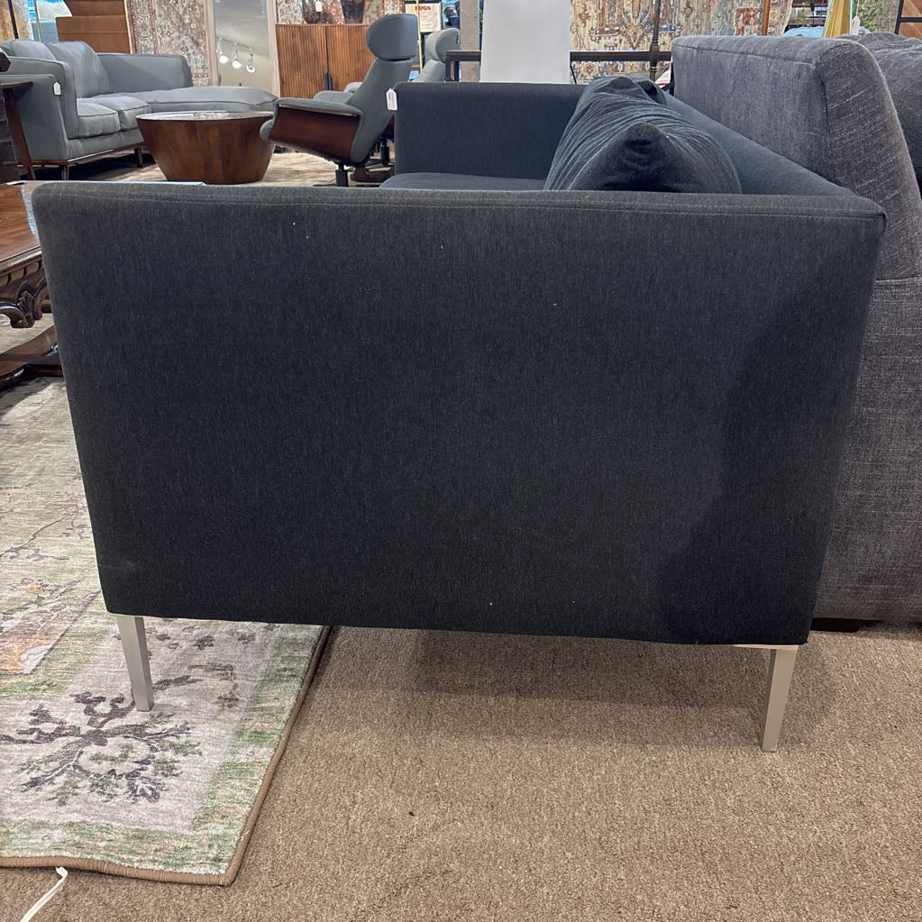 Room & Board Dark Denim Sofa w/ Chrome Legs