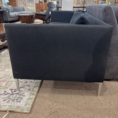 Room & Board Dark Denim Sofa w/ Chrome Legs