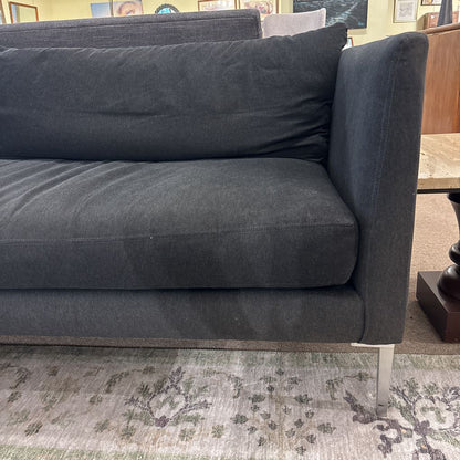 Room & Board Dark Denim Sofa w/ Chrome Legs U SOFAS