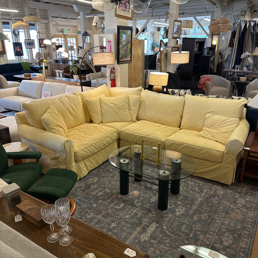 Macy's Modern Sectional W/ Yellow Slipcover U SECTIONALS CORNER