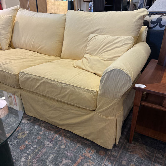 Macy's Modern Sectional W/ Yellow Slipcover U SECTIONALS CORNER