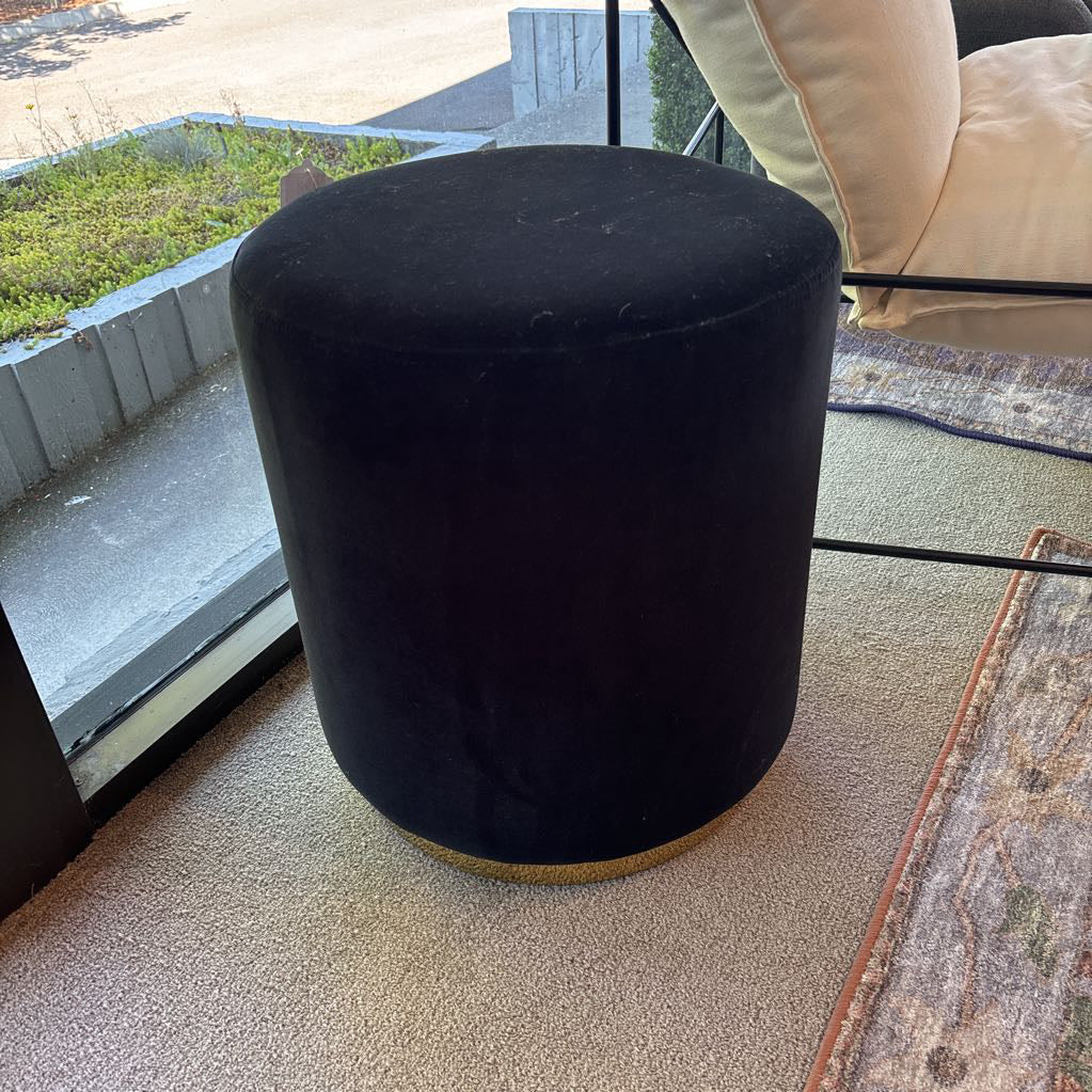 Urban Chic Black Velvet & Gold Tone Metal Ottoman U OTTOMANS